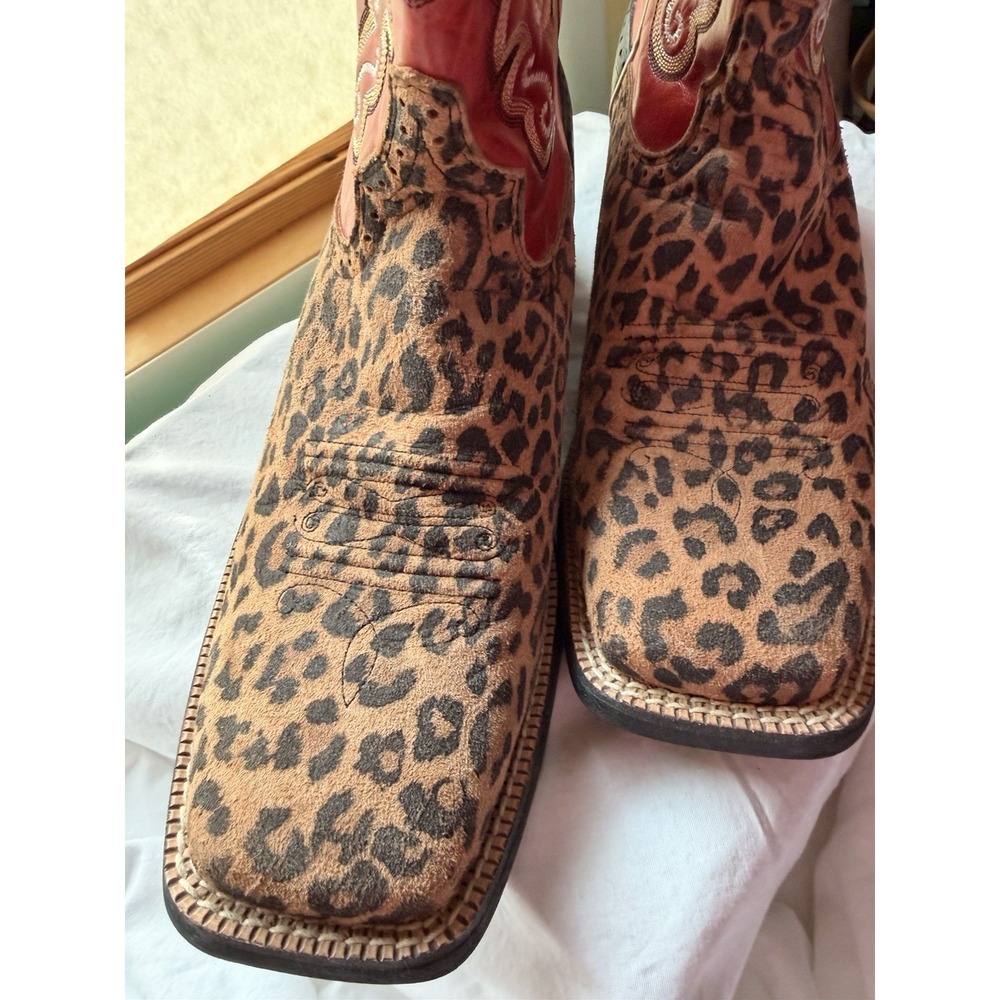 Ariat Quickdraw Men's 10B, Red & Leopard Print Cowboy Pull On Boots 10009543 - Picture 12 of 12
